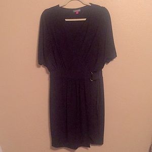 Black V-neck Dress with Belt